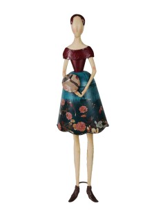 Figura Decorativa de Metal para el Hogar con Forma de Señora Vestido Corto Diseño Minimalista.