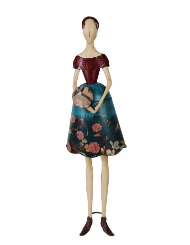 Figurine décorative en métal pour la maison en forme de dame en robe courte au design minimaliste.