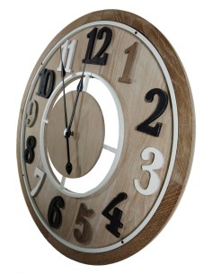 Horloge murale ronde en bois avec de grands chiffres 2