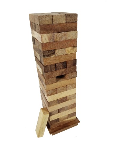 Jenga Mini en bois de haute qualité et étui de transport. Jeu d'adresse et de stratégie. Dimensions : 19x6x6 cm.