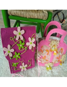 Bossa Infantil per a Nena de Mà Color Rosa amb Nines Complement de Moda. 2