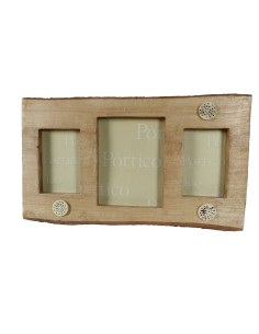 Marco de pared para tres Fotos de madera Maciza Porta Retrato Estilo Vintage  Decoración Hogar