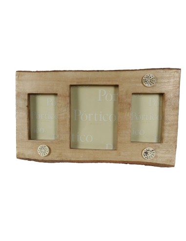 Marco de pared para tres Fotos de madera Maciza Porta Retrato Estilo Vintage  Decoración Hogar