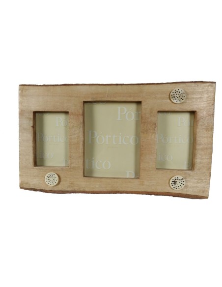 Marco de pared para tres Fotos de madera Maciza Porta Retrato Estilo Vintage  Decoración Hogar