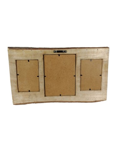 Marco de pared para tres Fotos de madera Maciza Porta Retrato Estilo Vintage  Decoración Hogar