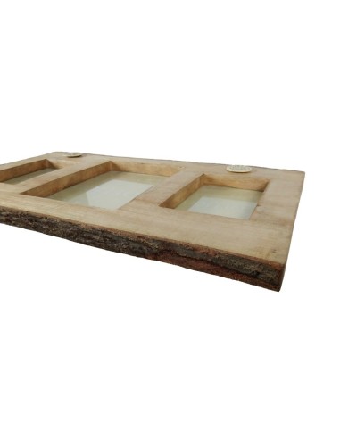 Marco de pared para tres Fotos de madera Maciza Porta Retrato Estilo Vintage  Decoración Hogar