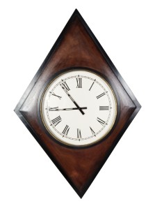 Reloj de pared grande madera forma rombo decoración rústico para el hogar