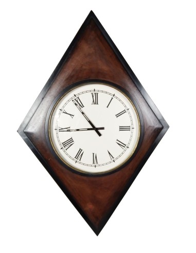 Grande horloge murale en bois de teck massif avec décoration de style rustique