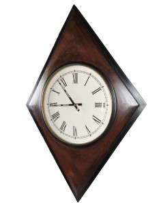 Reloj de pared grande madera forma rombo decoración rústico para el hogar 2