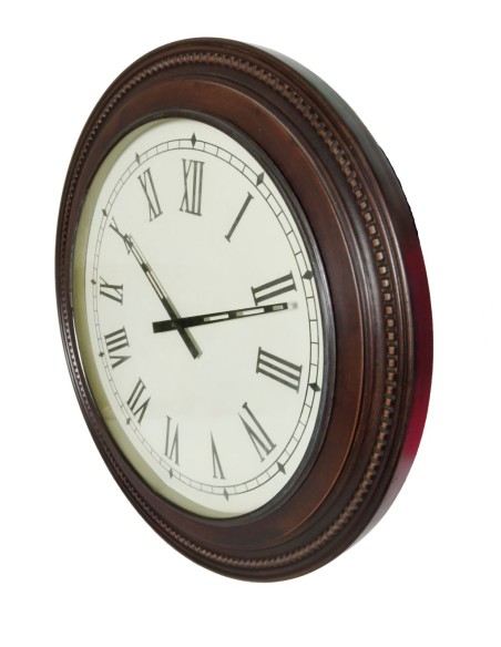 Reloj pared grande de madera maciza con forma redonda, decoración clásica hogar