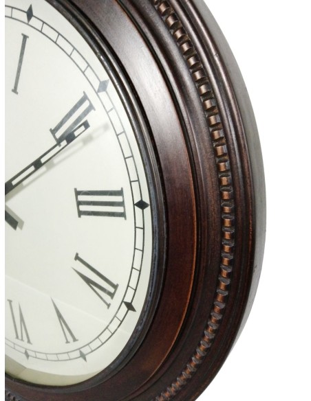 Reloj pared grande de madera maciza con forma redonda, decoración clásica hogar