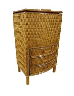 Costurer de vímet alt color mel amb tres calaixos inferior de gran capacitat per a la costura i labors