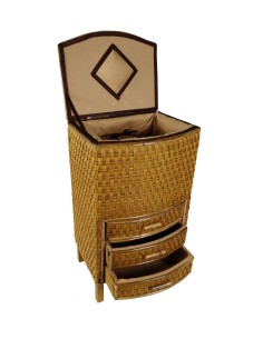 Costurero de mimbre alto color miel con tres cajones interior de gran capacidad para la costura y labores 2