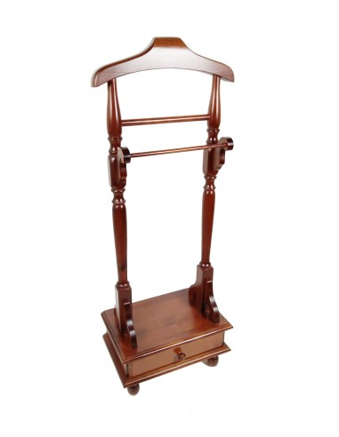 Porte-manteau de table de nuit Galan en bois massif avec tiroir, idéal pour la décoration de la chambre à coucher.