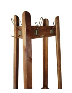 Perchero Grande de Pie con 6 Ganchos en Madera Maciza con Estantes Decoración Hogar Estilo Rústico. 2