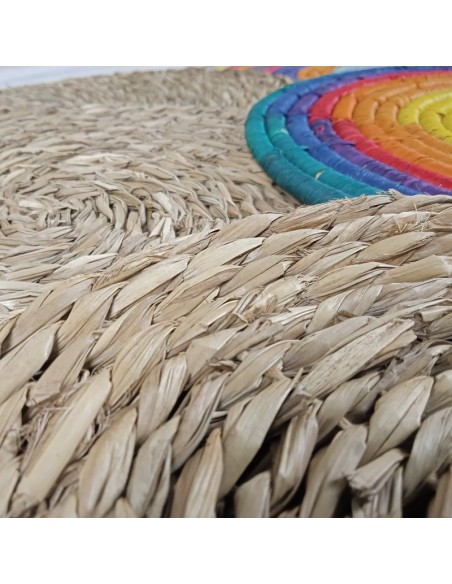 Dessous de plat artisanal sous plaque de quenouille naturelle  d'isolation thermique style vintage.