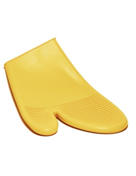 Manopla guante de cocina de silicona color amarillo resistente al calor utensilio para cocina. Medidas: 25x15 cm.