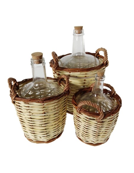 Garrafa Damajuana Artesanal de Caña sin Tapa y Vidrio 8 Litros para Almacenar Vino o Licor.