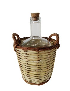 Carafe Dame-Jeanne Fabriquée à la Main en Canne Sans Couvercle ni Verre de 2 Litres pour Conserver le Vin.