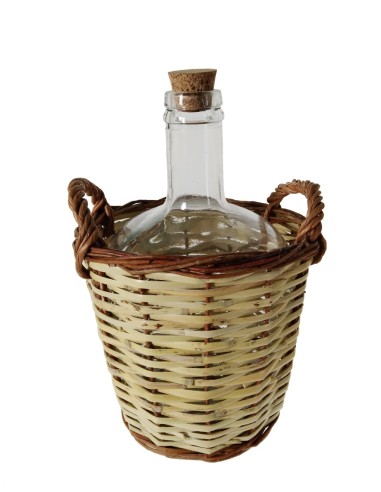 Carafe Dame-Jeanne Fabriquée à la Main en Canne Sans Couvercle ni Verre de 2 Litres pour Conserver le Vin.