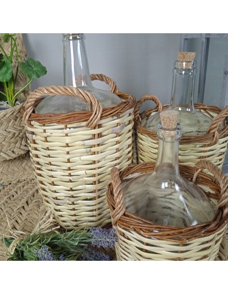 Garrafa Damajuana Artesanal de Caña sin Tapa y Vidrio 8 Litros para Almacenar Vino o Licor