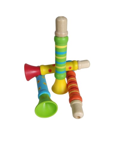 Trompeta de Madera de Colores Instrumento Musical Juguete para Creatividad y Ritmo.