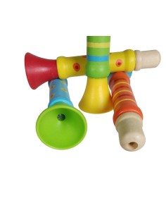Jouet d'inStrument de Musique Trompette en Bois Coloré pour la Créativité et le Rythme. 2