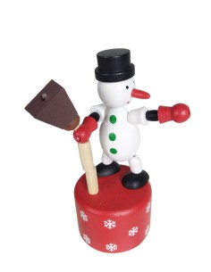 Bonhomme de Neige Articulé, Jouet à Presser Traditionnel en Bois, Jeu D'adresse Pour Enfants.