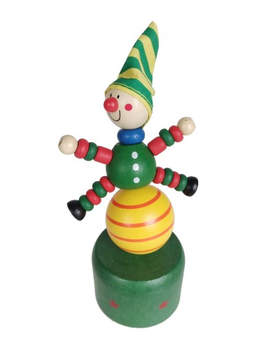 Jeu D'adresse pour Enfants de Jouet à Presser Articulé en Bois Traditionnel Elfor de Noël.