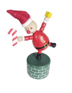 Jouet à Presser Traditionnel en Bois Articulé du Père Noël, Jeu D'adresse pour Enfants.