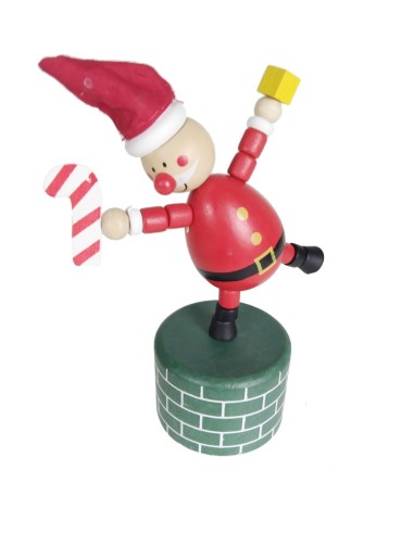 Santa Claus Articulat Joguina Tradicional de Fusta per prémer Joc d'Habilitat Infantil.