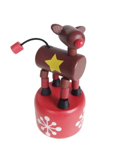 Reno de Navidad Articulado Juguete Tradicional de Madera para Apretar  Juego de Habilidad Infantil.