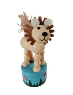 León Articulado de Madera Juguete Tradicional para Apretar Juego de Habilidad Infantil.