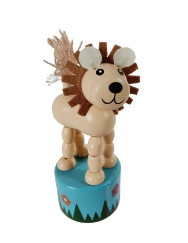 León Articulado de Madera Juguete Tradicional para Apretar Juego de Habilidad Infantil.