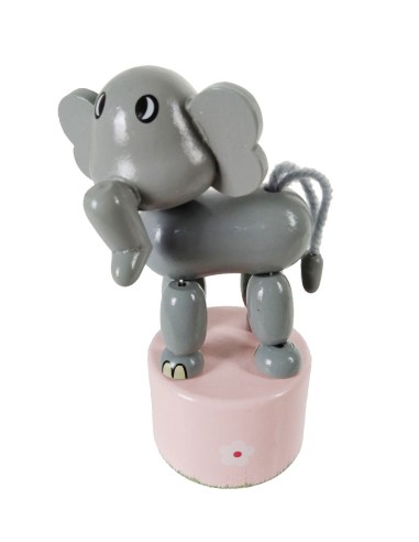 Elefant Articulat de Fusta Joguina Tradicional per prémer Joc d'Habilitat Infantil.