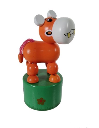 Hipopòtam Articulat de Fusta Joguina Tradicional per prémer Joc d'habilitat infantil.