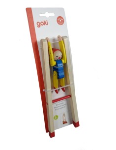Clown funambule sur un jeu de compression traditionnel en bois pour un tour de passe-passe 2