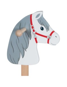 Bâton de cheval en bois de hêtre naturel avec poignée et roues, jouet traditionnel. 2