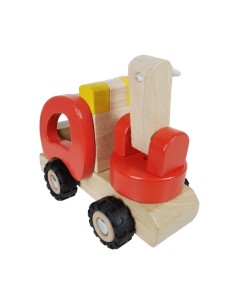 Camión Grúa de Madera Natural con Ruedas de Goma y Complementos Juguete Infantil. 2