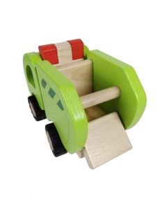 Camion Poubelle en Bois Naturel avec Roues en Caoutchouc et Accessoires Jouet pour Enfants. 2