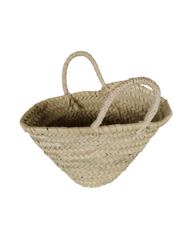 Nacelle pour enfants, sac en raphia et poignée en corde, produit fait à la main.