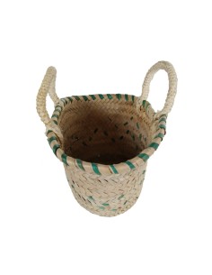 Sac de nacelle pour enfants en raphia avec décoration et poignée en corde, produit fait à la main. 2