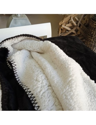 Manta per a Sofà i Llit Reversible de Borreguito dos Colors Marró Fosc i Clar Decoració Llar.