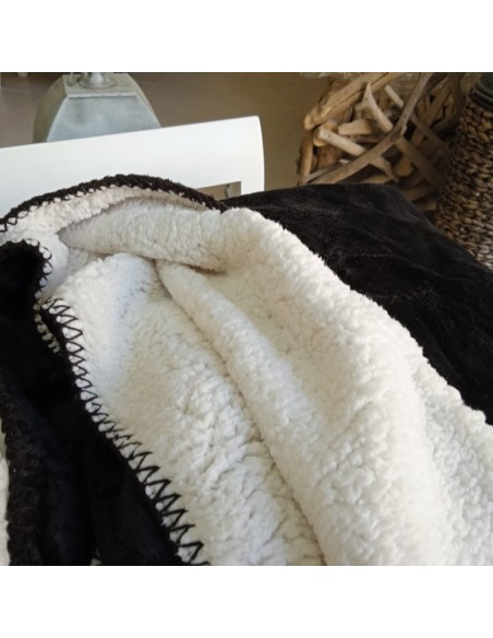 Manta per a Sofà i Llit Reversible de Borreguito dos Colors Marró Fosc i Clar Decoració Llar.