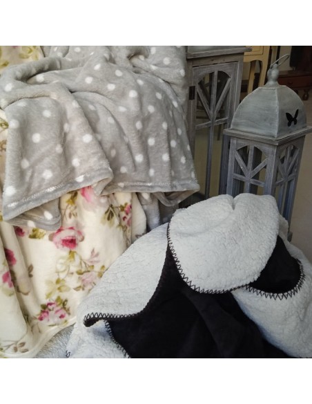 Manta per a Sofà i Llit Reversible de Borreguito dos Colors Marró Fosc i Clar Decoració Llar.