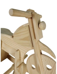 Moto à bascule en bois naturel - Jouet unique et amusant 2