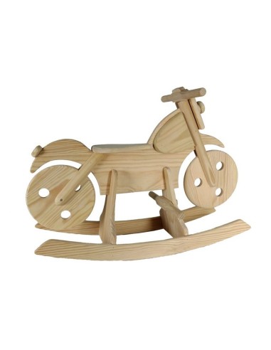 Moto à bascule en bois naturel - Jouet unique et amusant
