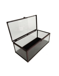 Urne rectangulaire en verre avec bord en métal, boîte de présentation, décoration de la maison, style rétro. 2