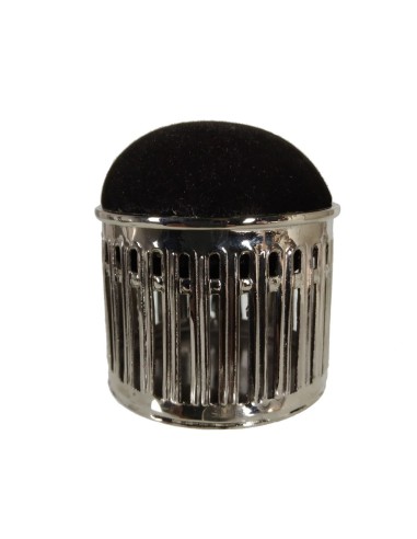 Coixí d'Agulla amb Suport de Metall Platejat, Accessori de Costura, Estil Vintage.