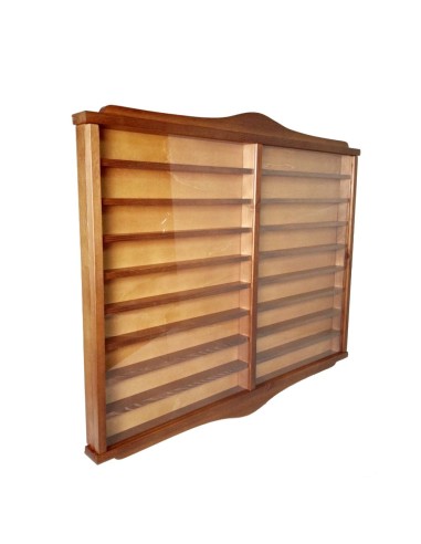 Vitrine à dé à coudre en bois avec portes coulissantes